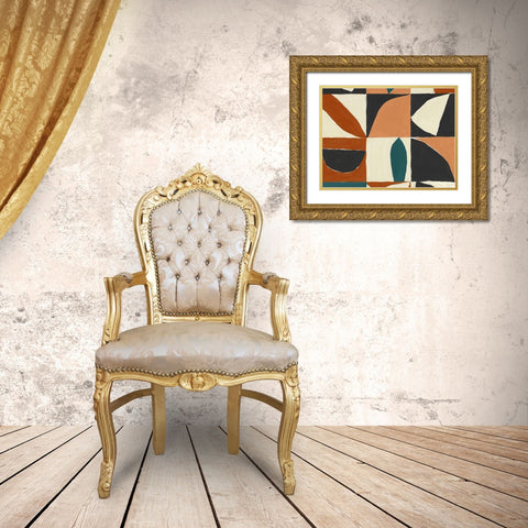 Teal Mayan I  Gold Ornate Wood Framed Art Print with Double Matting by Isabelle Z
