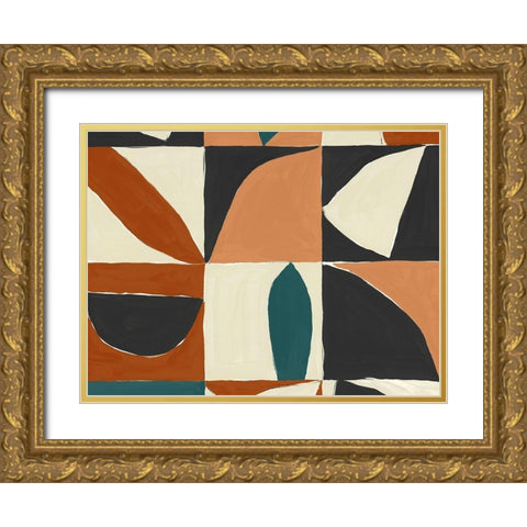 Teal Mayan I  Gold Ornate Wood Framed Art Print with Double Matting by Isabelle Z