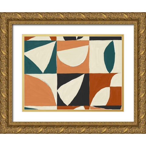Teal Mayan II Gold Ornate Wood Framed Art Print with Double Matting by Isabelle Z