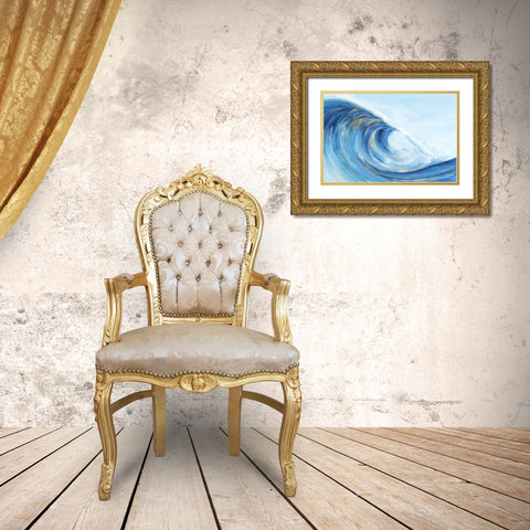 Wave Curl I  Gold Ornate Wood Framed Art Print with Double Matting by Isabelle Z