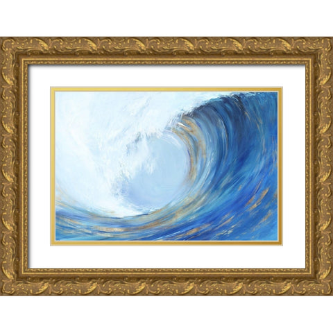 Wave Curl II  Gold Ornate Wood Framed Art Print with Double Matting by Isabelle Z
