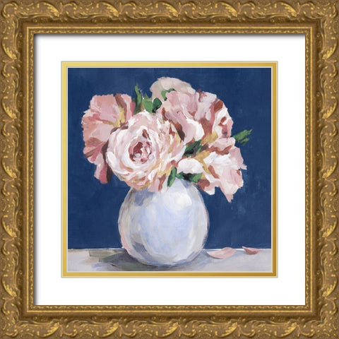 Sweet Peonies  in Vase Gold Ornate Wood Framed Art Print with Double Matting by Isabelle Z