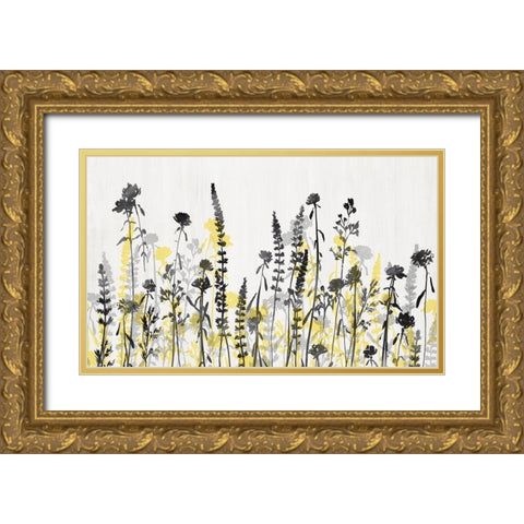 Wildflower Garden Yellow Version Gold Ornate Wood Framed Art Print with Double Matting by Isabelle Z