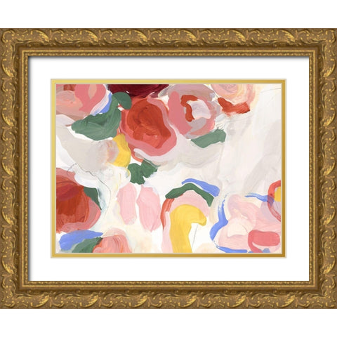 Pastel Flowers I Gold Ornate Wood Framed Art Print with Double Matting by Isabelle Z