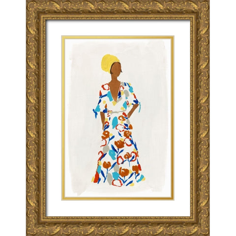 Floral Fashion II Gold Ornate Wood Framed Art Print with Double Matting by Isabelle Z