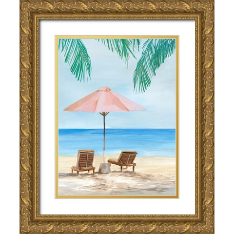 Sunny Beach Days  Gold Ornate Wood Framed Art Print with Double Matting by Isabelle Z