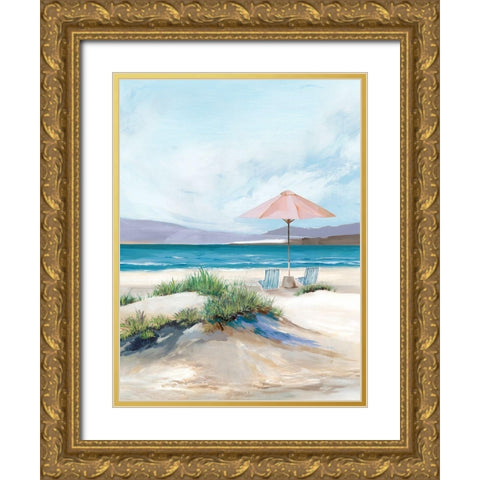 Summer Beach Days Gold Ornate Wood Framed Art Print with Double Matting by Isabelle Z