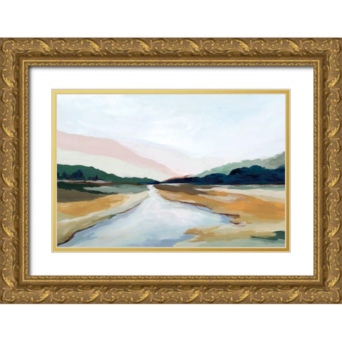 Hope Creek Gold Ornate Wood Framed Art Print with Double Matting by Isabelle Z