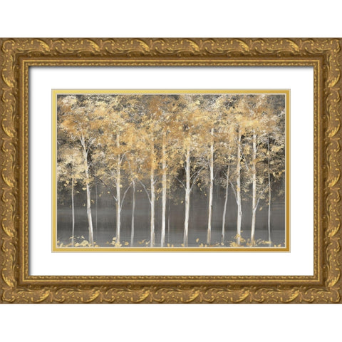 Golden Forest Light  Gold Ornate Wood Framed Art Print with Double Matting by Isabelle Z