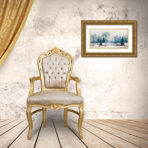 Dusty Blue I  Gold Ornate Wood Framed Art Print with Double Matting by Isabelle Z