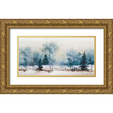 Dusty Blue I  Gold Ornate Wood Framed Art Print with Double Matting by Isabelle Z