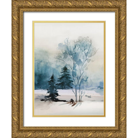 Dusty Blue II Gold Ornate Wood Framed Art Print with Double Matting by Isabelle Z