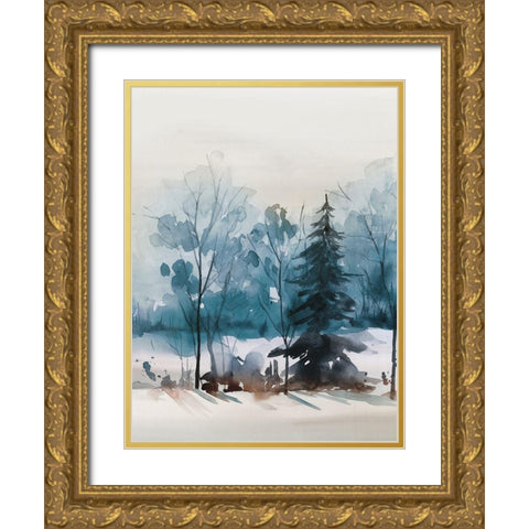 Dusty Blue III Gold Ornate Wood Framed Art Print with Double Matting by Isabelle Z