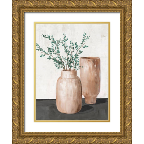 Blissful Vases  Gold Ornate Wood Framed Art Print with Double Matting by Isabelle Z