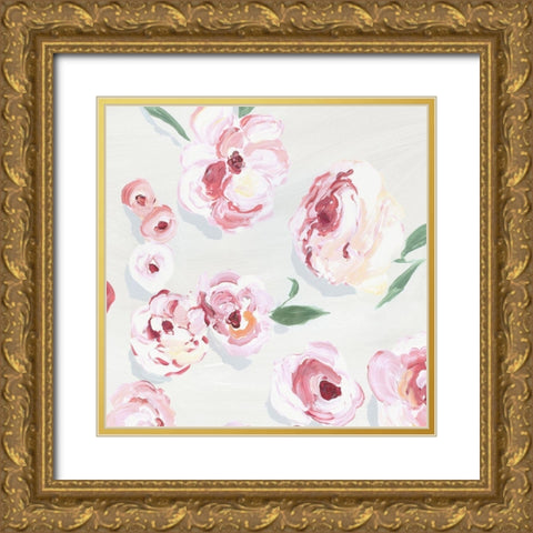Pink Rose Garden I Gold Ornate Wood Framed Art Print with Double Matting by Isabelle Z