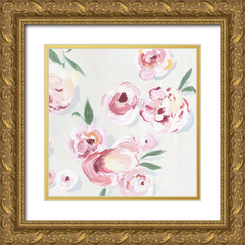 Pink Rose Garden II Gold Ornate Wood Framed Art Print with Double Matting by Isabelle Z