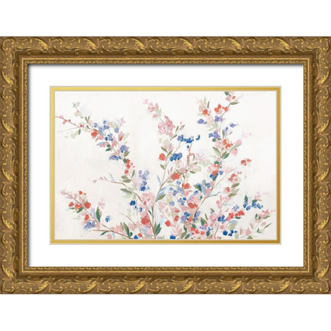 Starry Blossoms  Gold Ornate Wood Framed Art Print with Double Matting by Isabelle Z