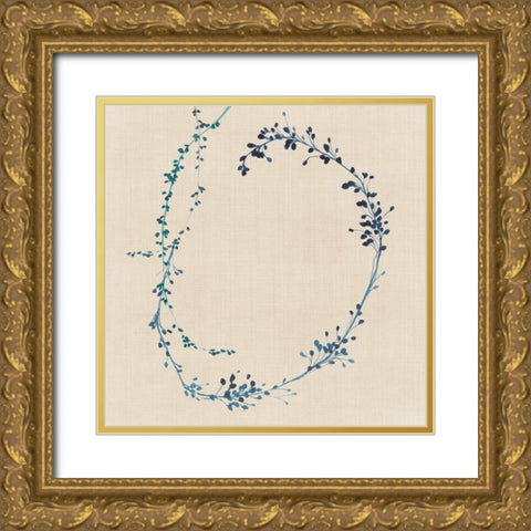 Indigo Vines II Gold Ornate Wood Framed Art Print with Double Matting by Isabelle Z