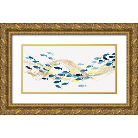 Under Water Sea Life Gold Ornate Wood Framed Art Print with Double Matting by Isabelle Z