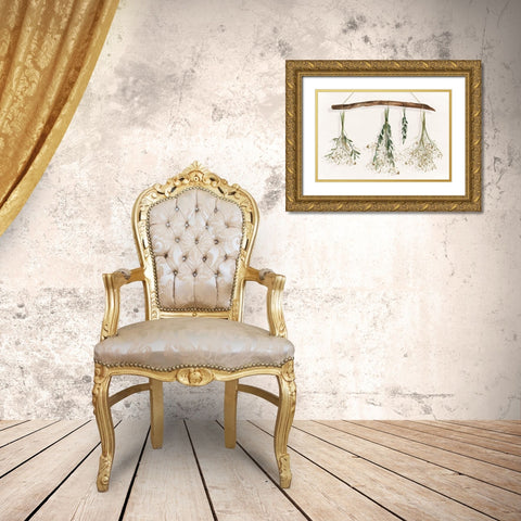 Drying Flowers  Gold Ornate Wood Framed Art Print with Double Matting by Isabelle Z