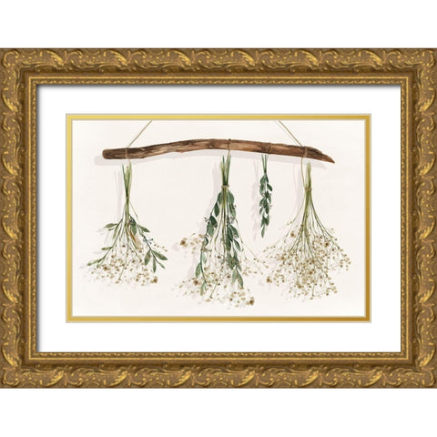 Drying Flowers  Gold Ornate Wood Framed Art Print with Double Matting by Isabelle Z