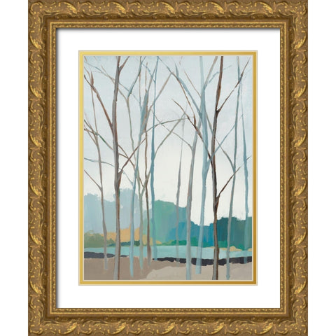 Winter Trees II Gold Ornate Wood Framed Art Print with Double Matting by Isabelle Z