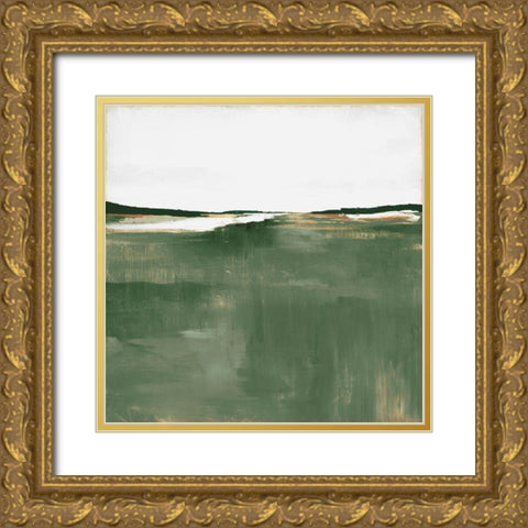 Green Sea  Gold Ornate Wood Framed Art Print with Double Matting by Isabelle Z