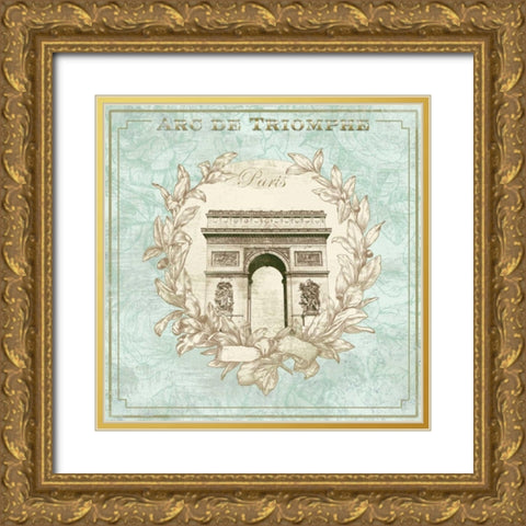 Arc de Triomphe Gold Ornate Wood Framed Art Print with Double Matting by Fischer, Davud