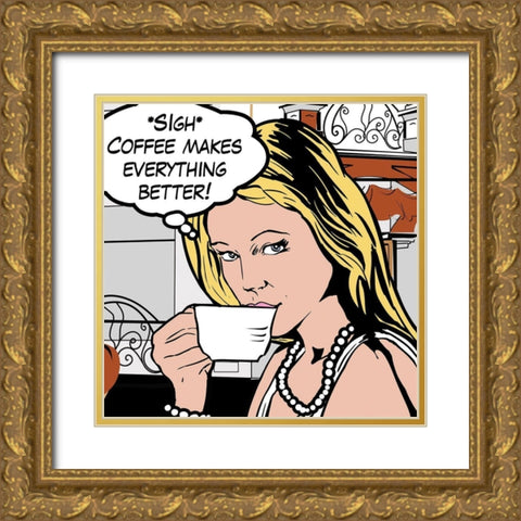 Java Comic III Gold Ornate Wood Framed Art Print with Double Matting by Fischer, David