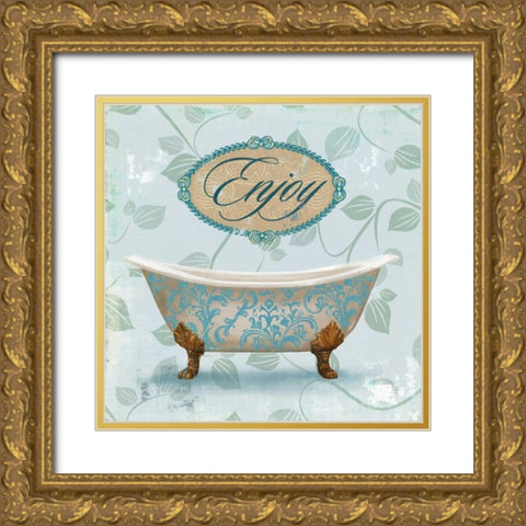 Enjoy Bath Gold Ornate Wood Framed Art Print with Double Matting by Fontaine, Drako