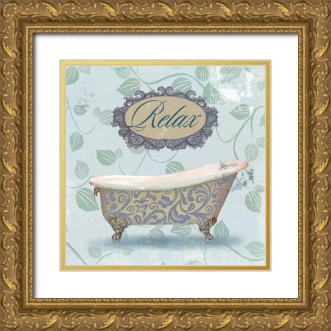 Relax Bath Gold Ornate Wood Framed Art Print with Double Matting by Fontaine, Drako