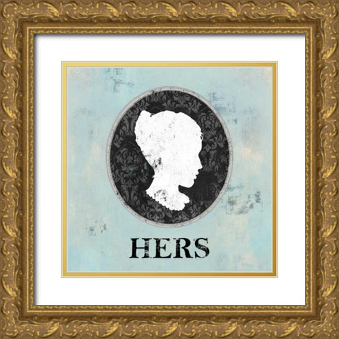 Hers Cameo Gold Ornate Wood Framed Art Print with Double Matting by Fontaine, Drako