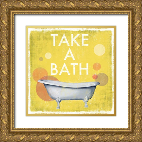 Take a Bath Gold Ornate Wood Framed Art Print with Double Matting by Fontaine, Drako