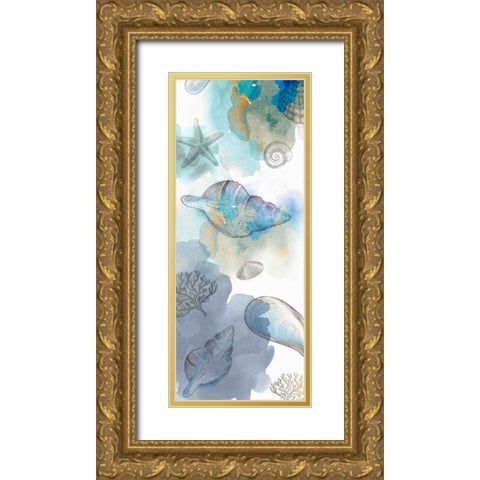 Shell Reflections II - Mini Gold Ornate Wood Framed Art Print with Double Matting by Fontaine, Drako