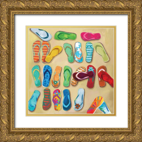 Flip Flops I Gold Ornate Wood Framed Art Print with Double Matting by Fontaine, Drako