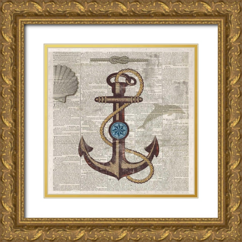 Nautical Collection I - Mini Gold Ornate Wood Framed Art Print with Double Matting by Fontaine, Drako
