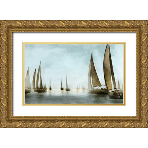 Golden Sails Gold Ornate Wood Framed Art Print with Double Matting by Fontaine, Drako