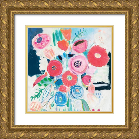 Fresh Florals II Gold Ornate Wood Framed Art Print with Double Matting by Zaman, Farida