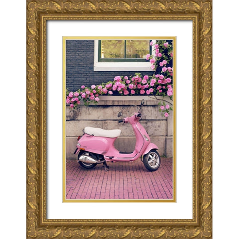 Vespa Gold Ornate Wood Framed Art Print with Double Matting by Lane, Georgianna