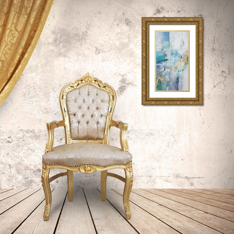 Turquoise Flow II Gold Ornate Wood Framed Art Print with Double Matting by Gardner, Jennifer