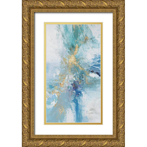 Turquoise Flow III Gold Ornate Wood Framed Art Print with Double Matting by Gardner, Jennifer