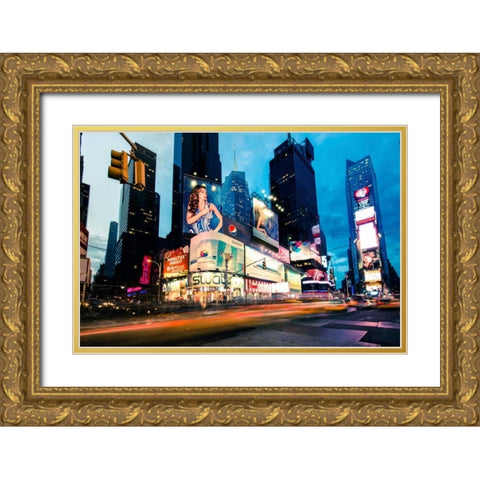 Times Square Rays of Light II Gold Ornate Wood Framed Art Print with Double Matting by Gaudet, Guilliame