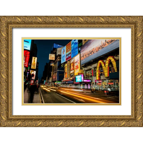 Times Square Rays of Light IV Gold Ornate Wood Framed Art Print with Double Matting by Gaudet, Guilliame