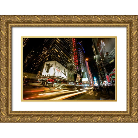 Times Square Rays of Light VII Gold Ornate Wood Framed Art Print with Double Matting by Gaudet, Guilliame