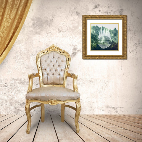 In Wanderlust We Trust Quote Vintage Woods Gold Ornate Wood Framed Art Print with Double Matting by Nature Magick