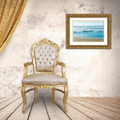 Turquoise Sea Water Beach Landscape Gold Ornate Wood Framed Art Print with Double Matting by Nature Magick