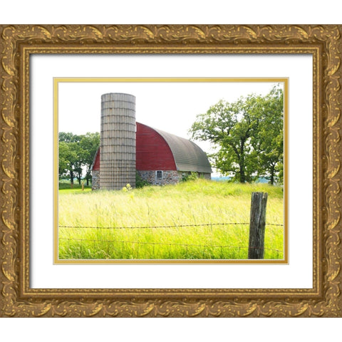 Red Silo  Gold Ornate Wood Framed Art Print with Double Matting by Wilson, Gerry