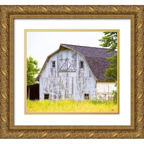 Barn Home  Gold Ornate Wood Framed Art Print with Double Matting by Wilson, Gerry
