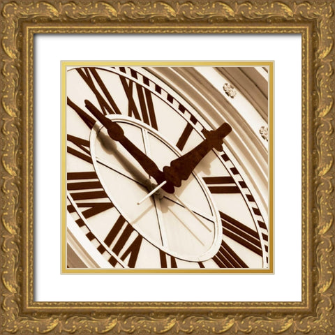 Clock I Gold Ornate Wood Framed Art Print with Double Matting by Hall, Doug