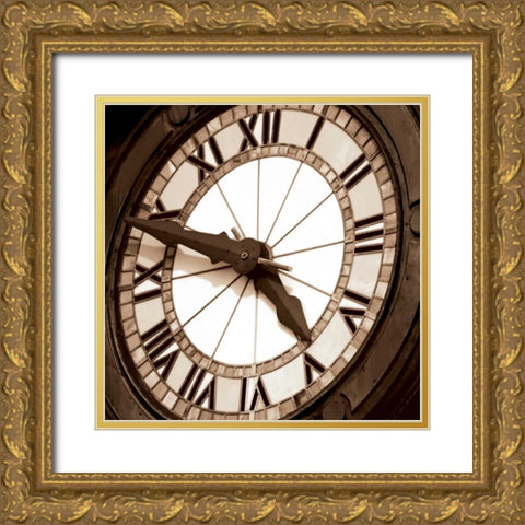 Clock II Gold Ornate Wood Framed Art Print with Double Matting by Hall, Doug
